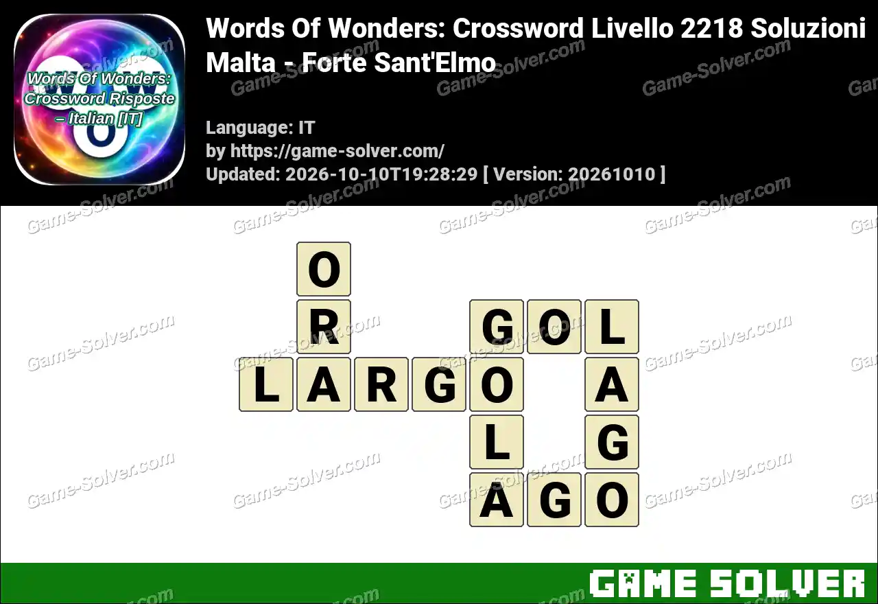 Words Of Wonders: Crossword Livello 2218 Soluzioni – Malta – Forte Sant’Elmo